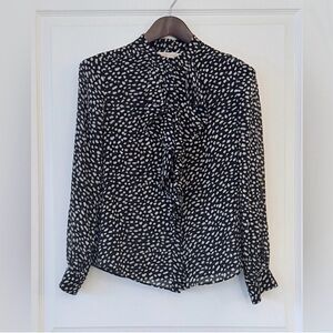 TORY BURCH Veta Silk Dot Print Blouse
Black Ivory Size 6